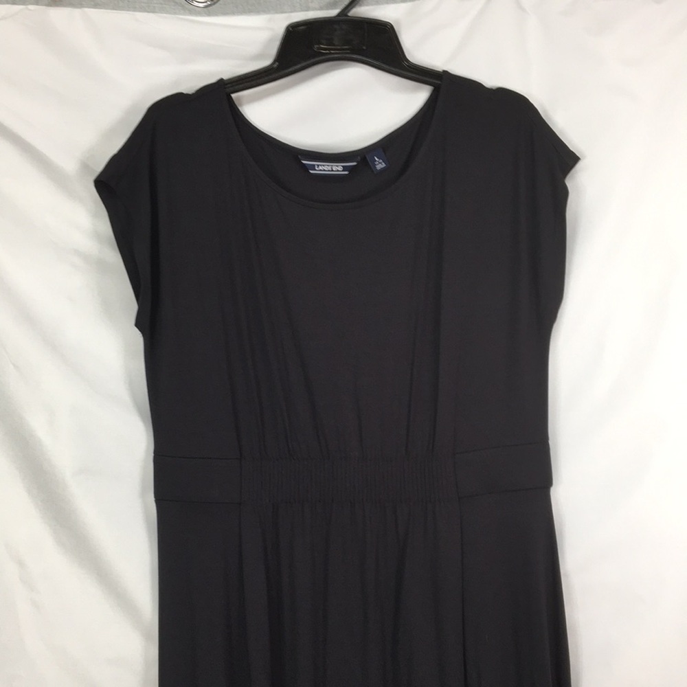 Lands End Women’s Black Cap Sleeve Maxi Dress Size L Like-NEW Condition